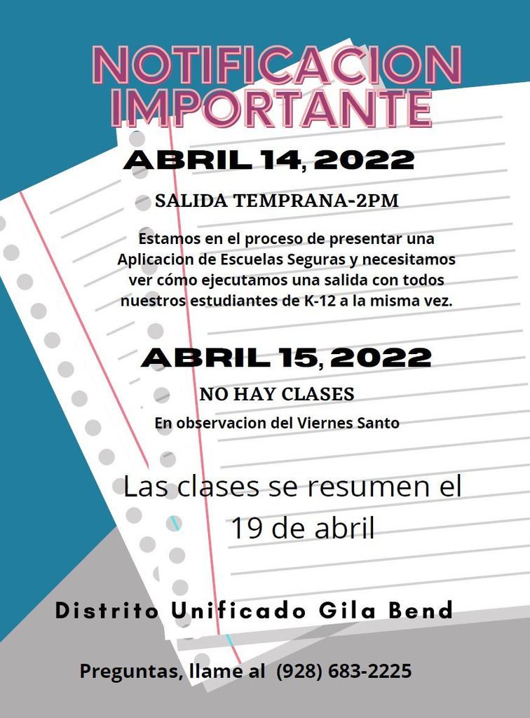 April Notice in Spanish