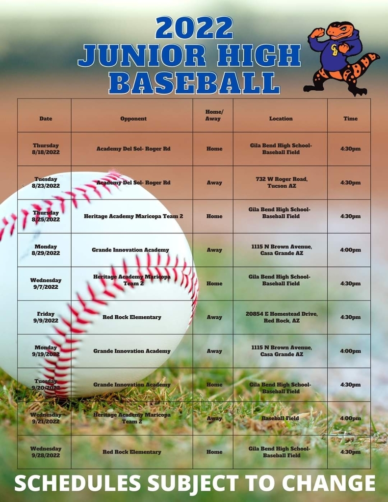 Jr high baseball schedule 2022